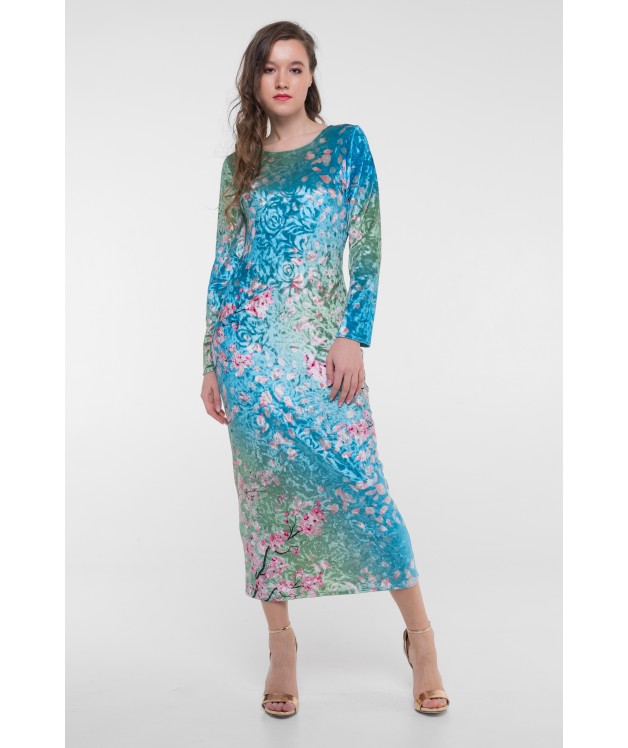 платье из бархата с переходом цвета из коллекции "сакура в цвету"